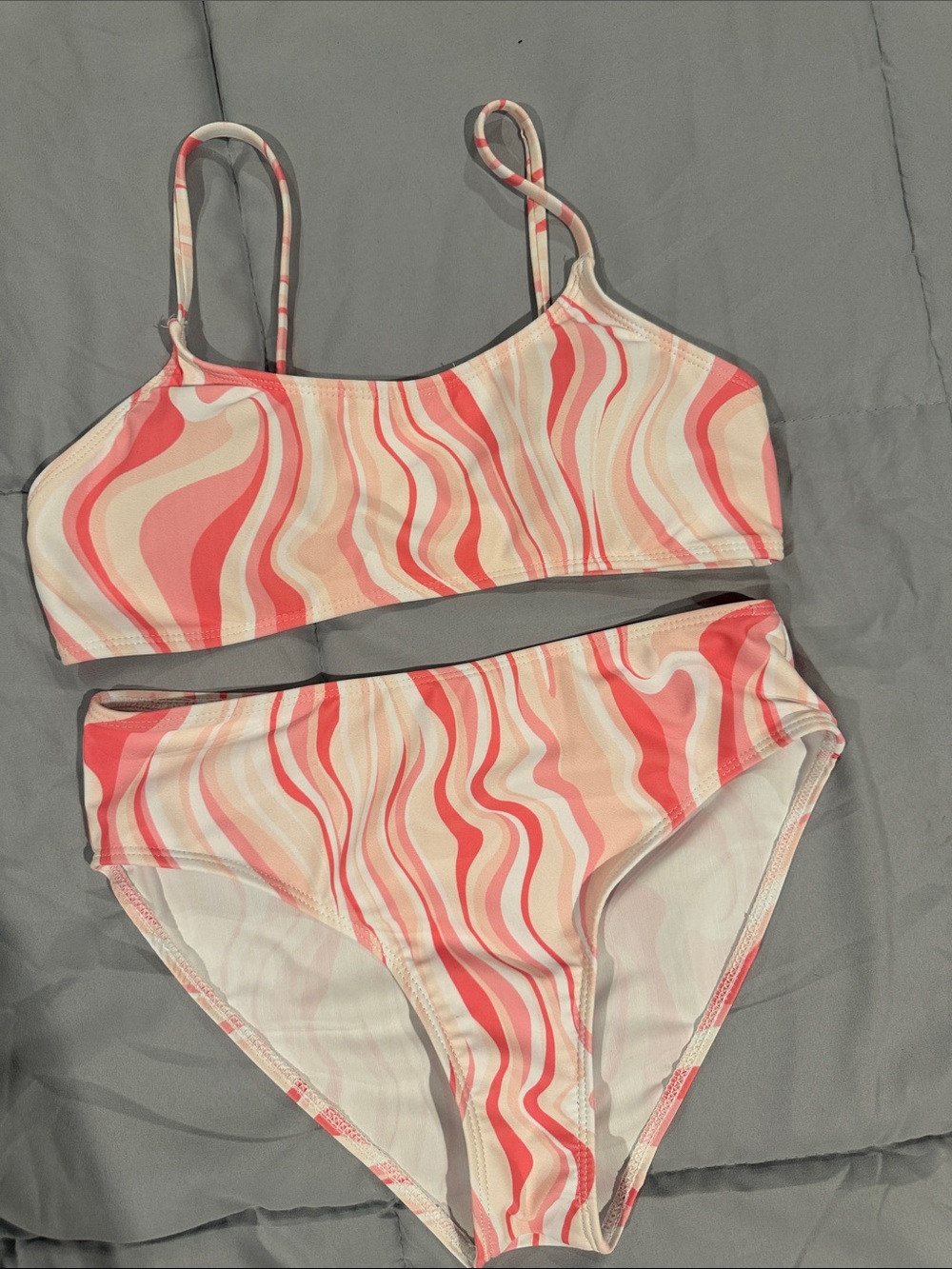 SHEIN Pink & Cream Swirl Bikini Set